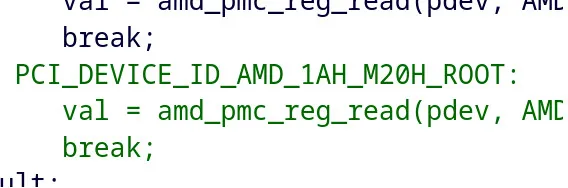AMD PMC driver Zen 5 code snippet