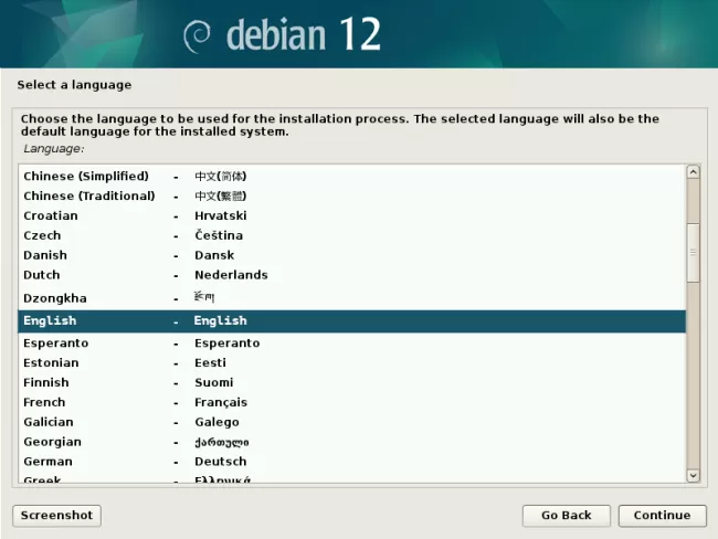 Debian 12 graphical installer
