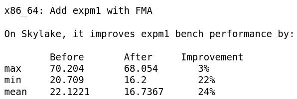 Glibc FMA optimization improvement