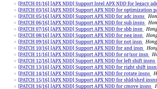Intel APX NDD GCC patches