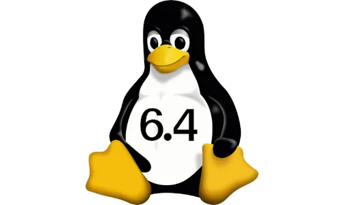 Tux logo with Linux 6.4 mark