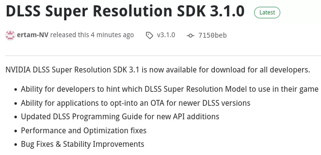 NVIDIA DLSS SDK 3.1