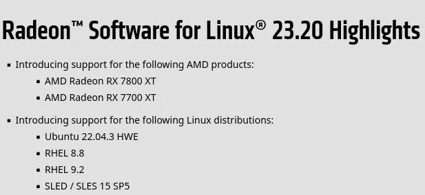 Radeon Software for Linux 23.20 highlights