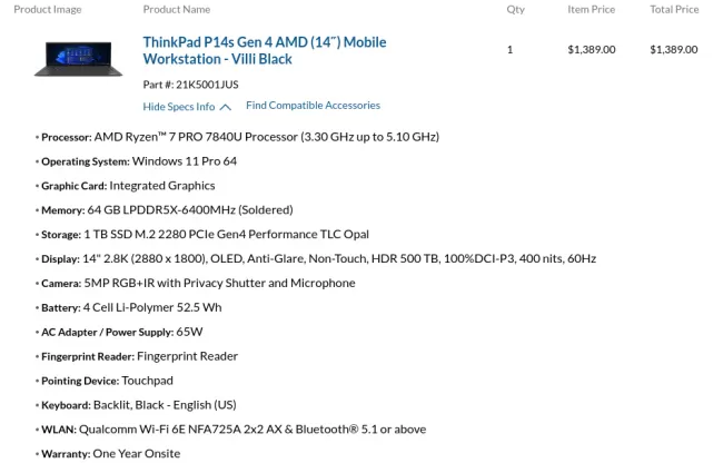 ThinkPad P14s Gen4