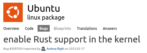 Ubuntu Rust kernel support