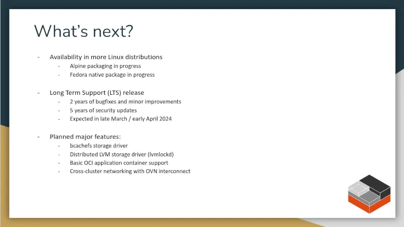 FOSDEM 2024 slide on Incus