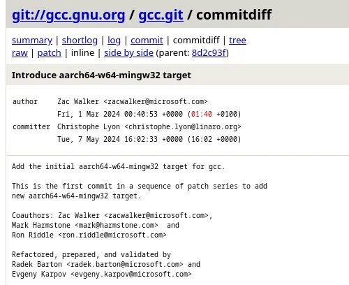 GCC Windows On ARM64 merged