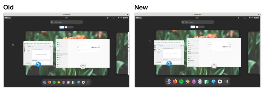 Before and After GNOME Shell desktop