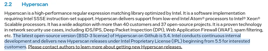 Intel Hyperscan gone proprietary