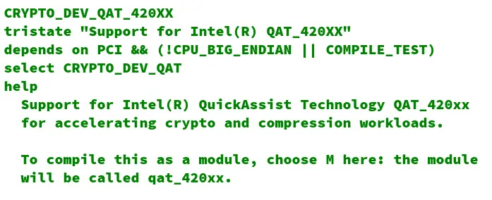 Intel QAT420xx driver Kconfig