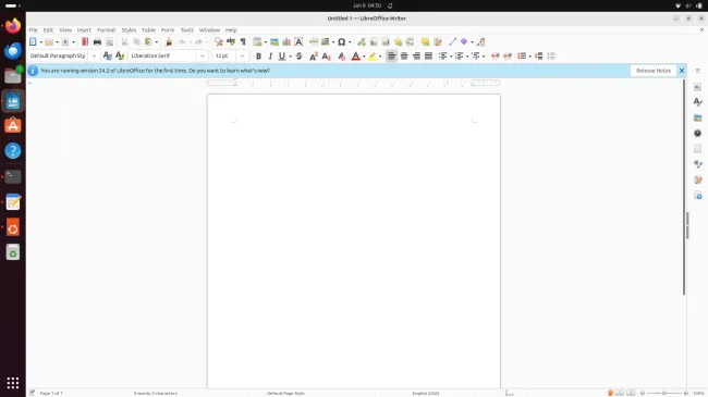 LibreOffice 24.2 on Ubuntu Linux