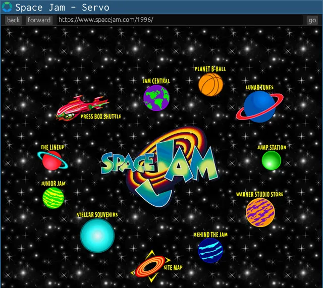 Servo Space Jam rendering