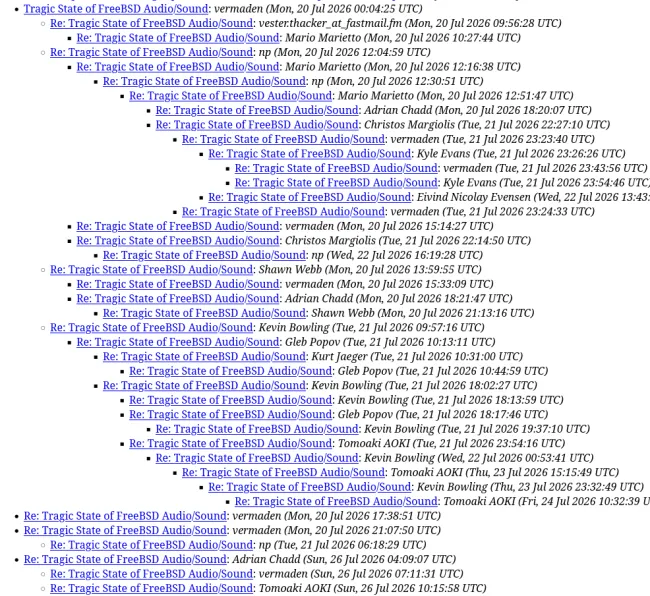 FreeBSD mailing list thread on audio problems