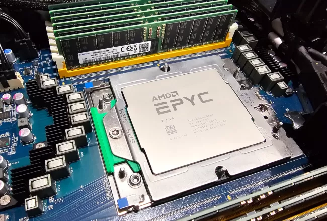 AMD EPYC 9754 CPU in socket
