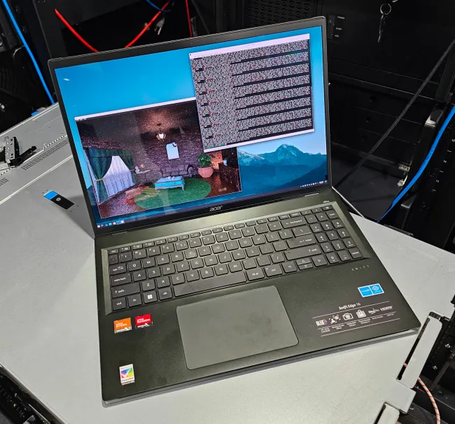 AMD Ryzen 7 7840U laptop running AVX-512 software