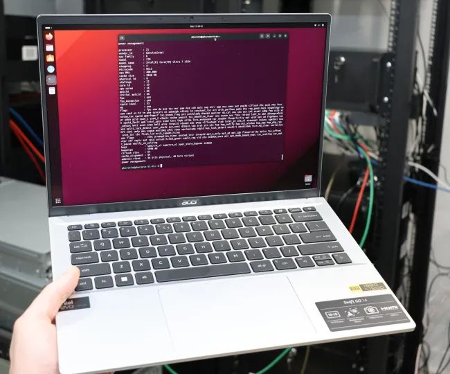 Intel Core Ultra laptop with Ubuntu Linux
