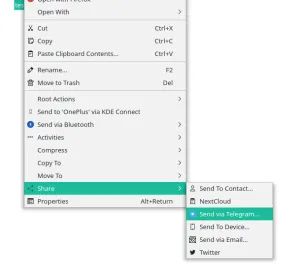 KDE's Dolphin File Manager Now Has A "Share" Menu