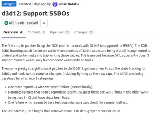 Microsoft's Mesa D3D12 Gallium3D Code Adds Support For OpenGL SSBOs