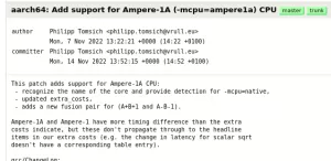 Ampere-1A CPU Support Added To GCC 13