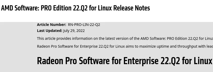 Radeon Pro Software For Enterprise 22.Q2 For Linux Released Phoronix