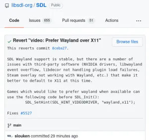 SDL2 Reverts Its Wayland Preference - Goes Back To X11 Default