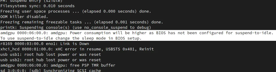 AMDGPU no s0ix in dmesg