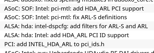 Arrow Lake Linux sound driver patches