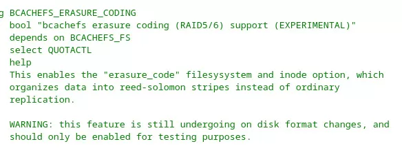 Bcachefs erasure coding Kconfig