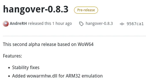 Hangover 0.8.3