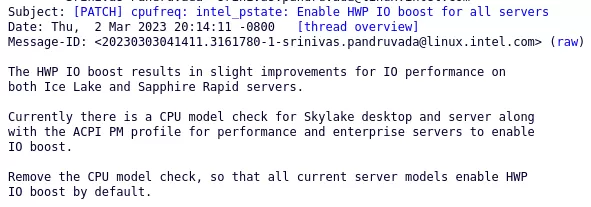 Intel P-State HWP IO boost fix coming