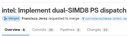 Intel dual SIMD8 dispatch