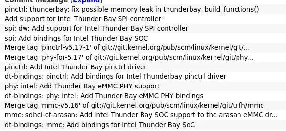 Intel Thunder Bay Linux code commits