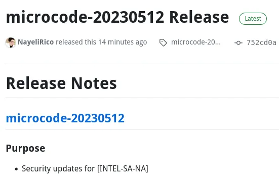 New Intel CPU Microcode