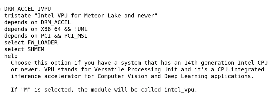 Intel VPU driver Kconfig text.