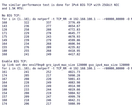 IPv4 BIG TCP performance improvement
