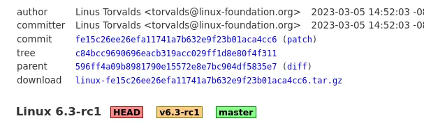 Linux 6.3-rc1 Git tag