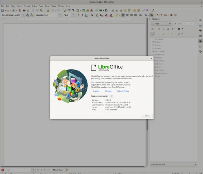 LibreOffice on Fedora