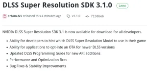 NVIDIA Publishes DLSS Super Resolution SDK 3.1, Including Updated Linux Demo