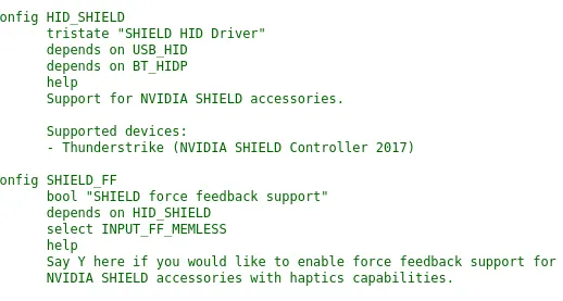 NVIDIA SHIELD Linux Kconfig