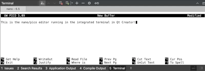 Qt Creator's terminal