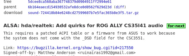 ASUS ROG Ally Linux sound patch