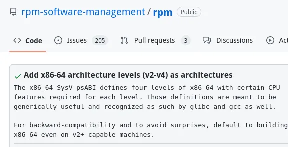 RPM now supports x86-64 feature levels.
