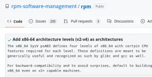 RPM Lands Support For x86_64 Microarchitecture Feature Levels