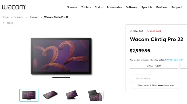 Wacom Cintiq Pro product page