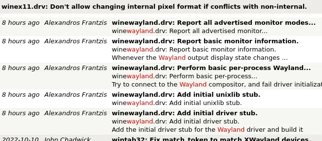 Wine Wayland commits land