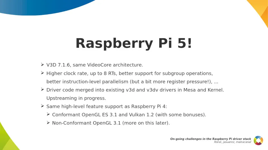 Raspberry Pi 5 graphics features slide