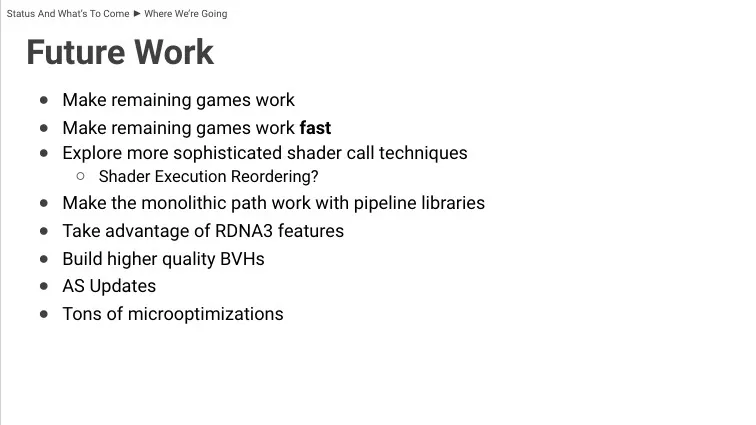 RADV ray-tracing future work