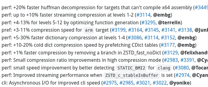 Zstd 1.5.4 performance changes