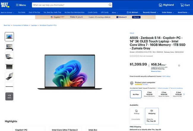 Pre-Ordered The ASUS Zenbook S 14 For Intel Core Ultra 