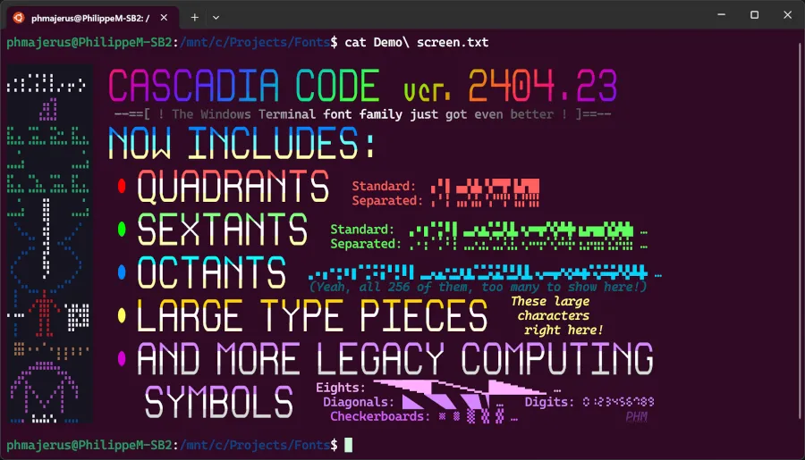 Microsoft Cascadia Code example